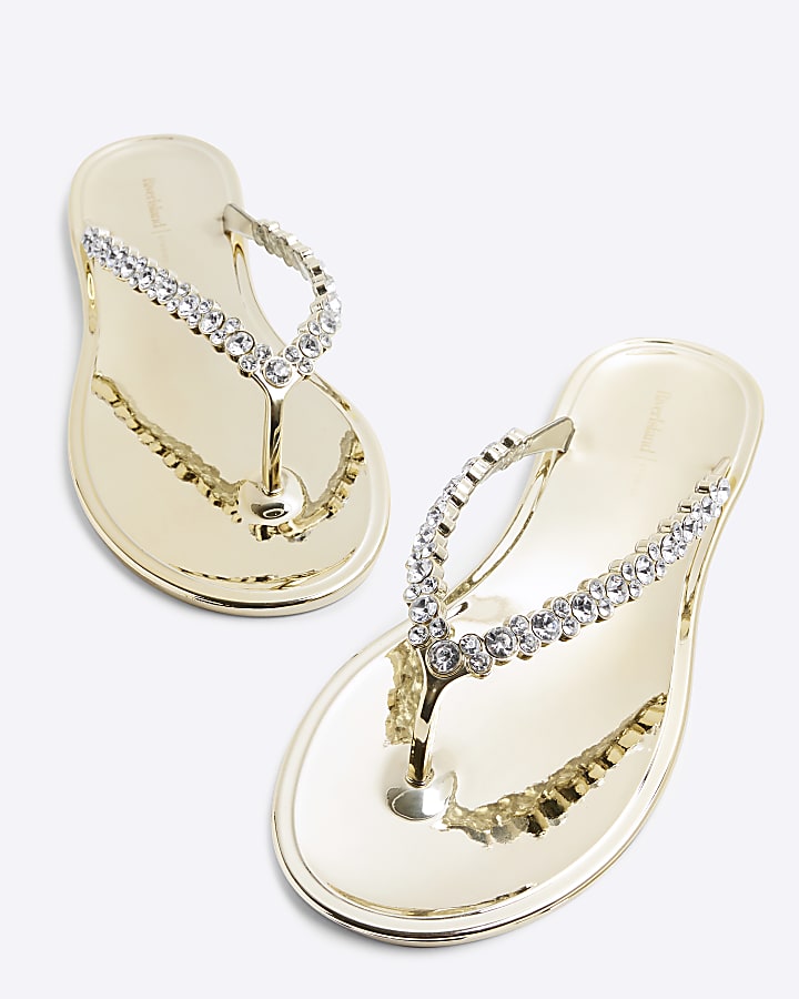 Gold Embellished Jelly Sandals