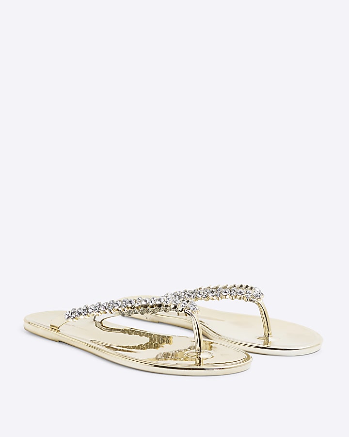 Gold Embellished Jelly Sandals