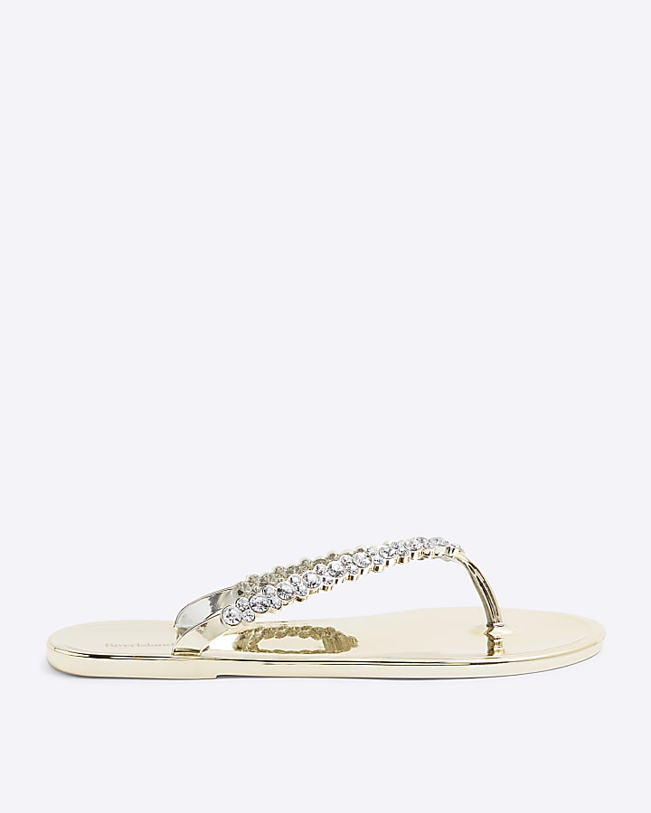 Gold Embellished Jelly Sandals