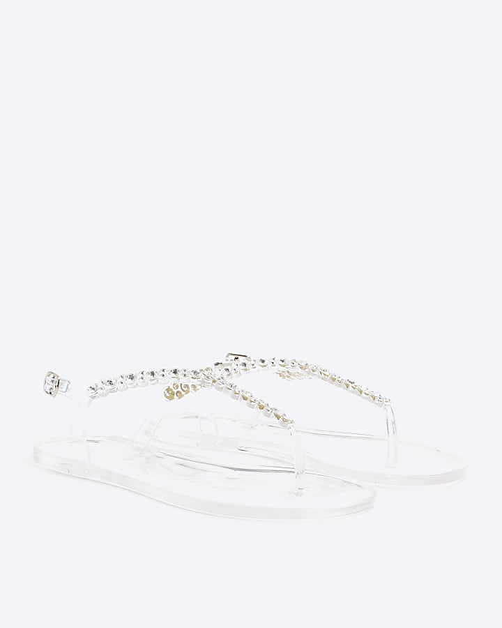 Clear Embellished Jelly Sandals