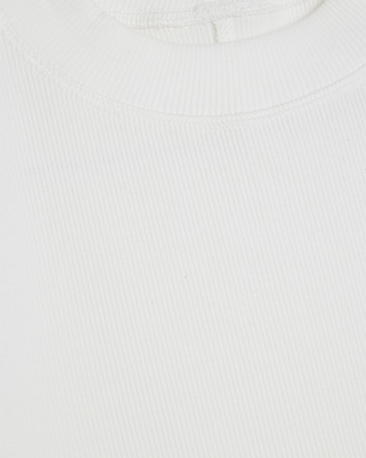 White Cap Sleeve High Neck T-Shirt