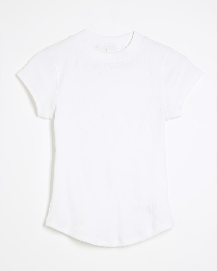 White Cap Sleeve High Neck T-Shirt