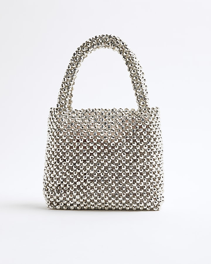 Silver Small Beaded Handbag