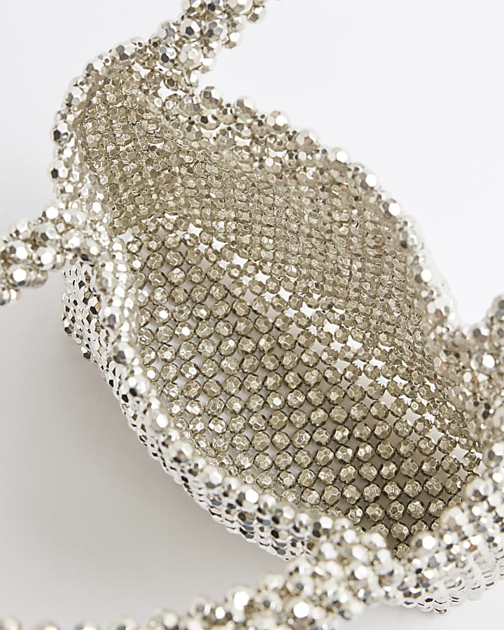 Silver Small Beaded Handbag