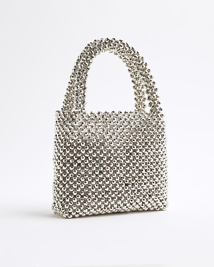 Silver Small Beaded Handbag