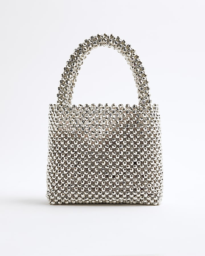 Silver Small Beaded Handbag