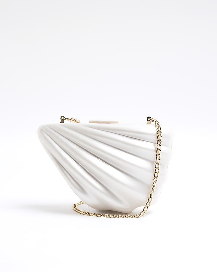 Cream Shell Clutch Bag