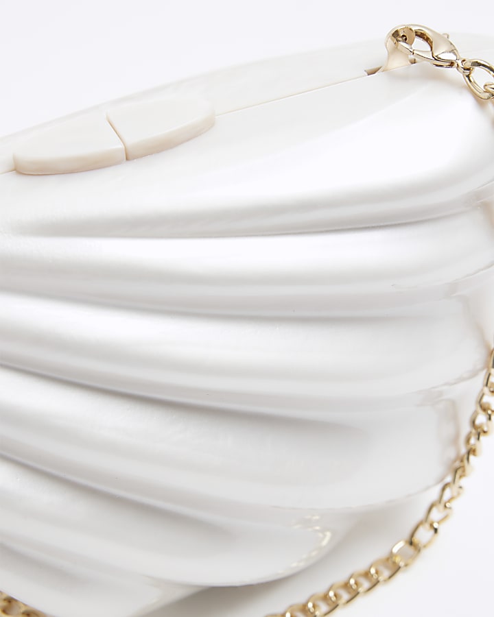 Cream Shell Clutch Bag