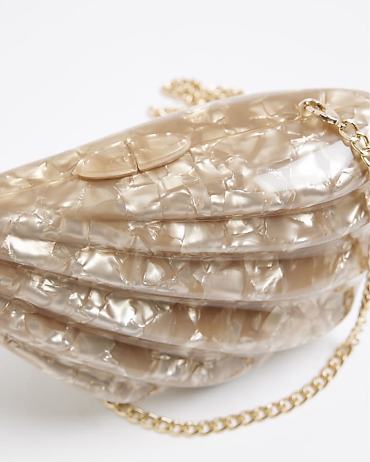 Brown Shell Clutch Bag