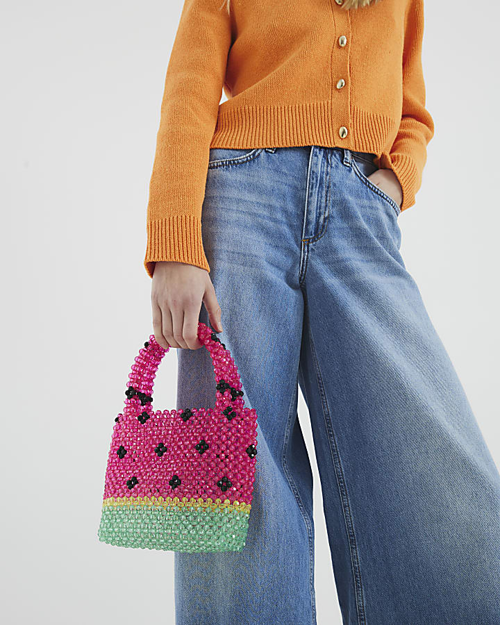 Red Watermelon Beaded Clutch Bag