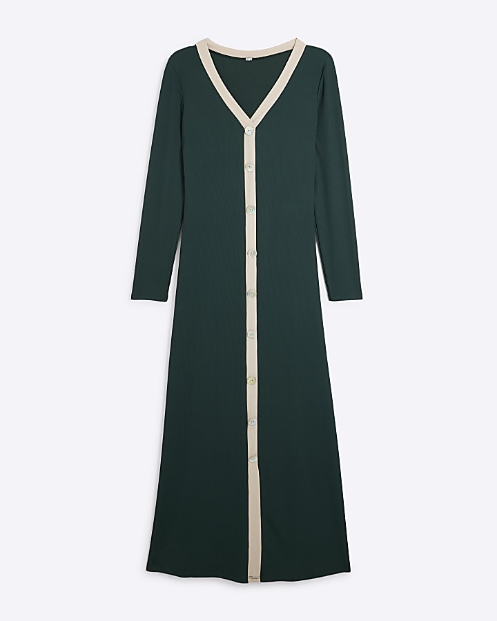 Green Colour Block Maxi Dress