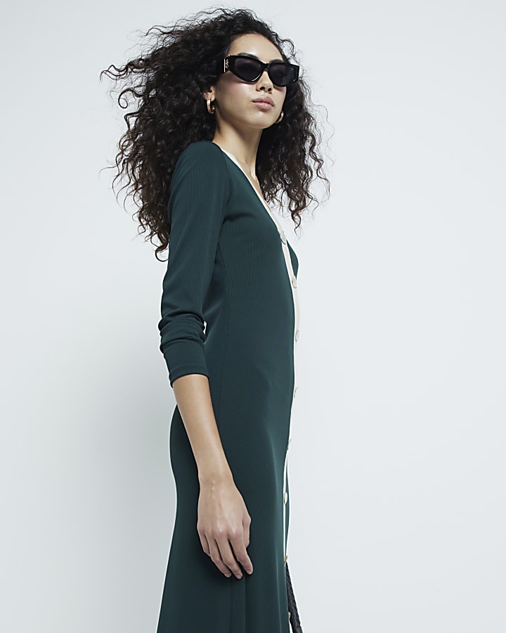 Green Colour Block Maxi Dress