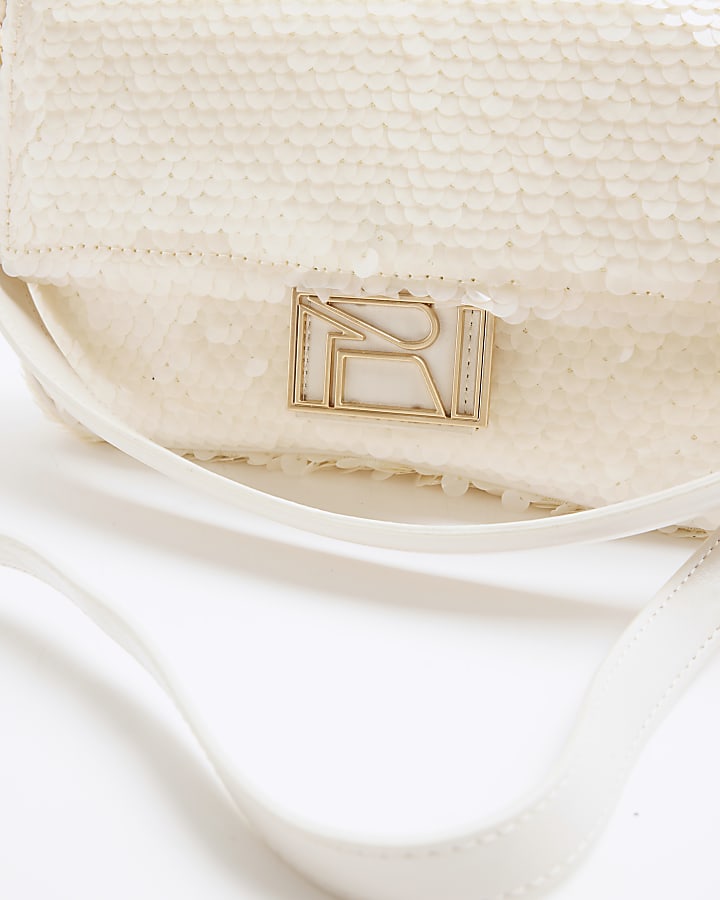 White Sequin Shoulder Bag