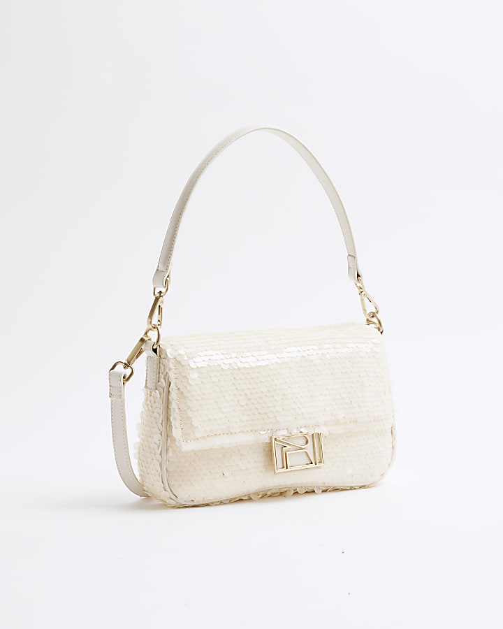 White Sequin Shoulder Bag