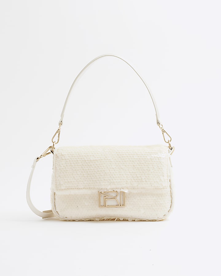 White Sequin Shoulder Bag