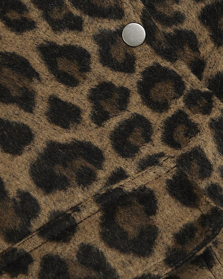 Brown Leopard Print Bomber Jacket