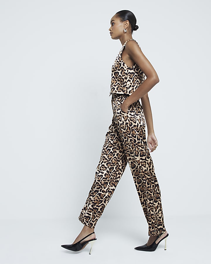 Brown Leopard Print Trousers