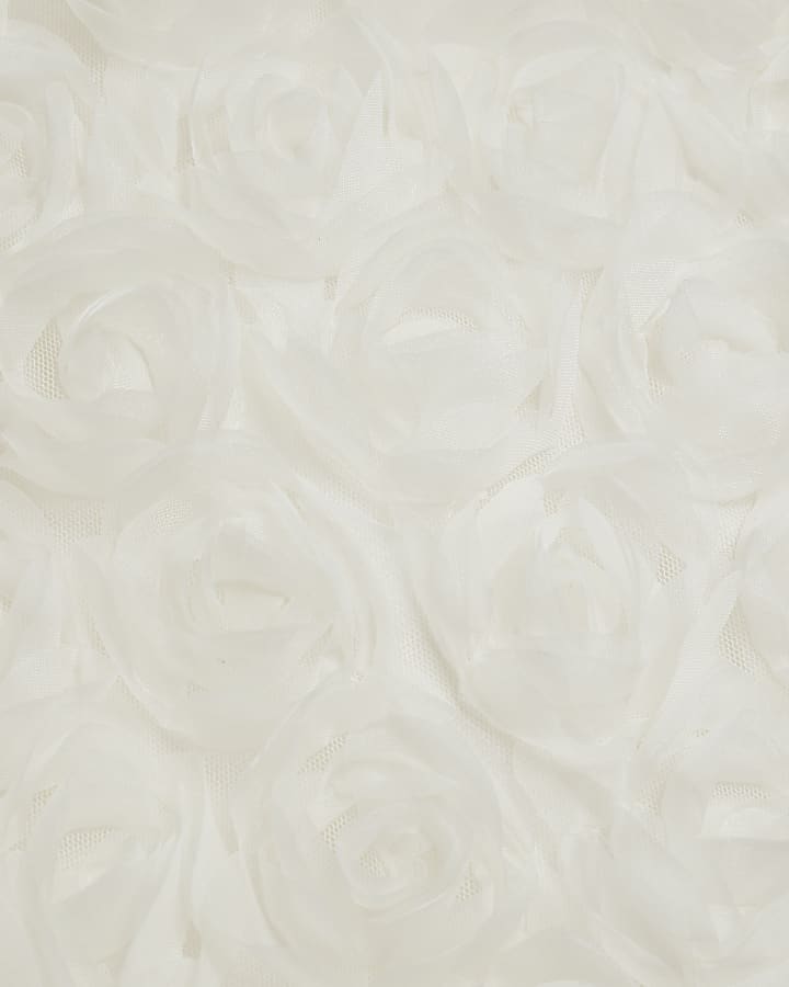 Cream 3D Floral Mini Skirt