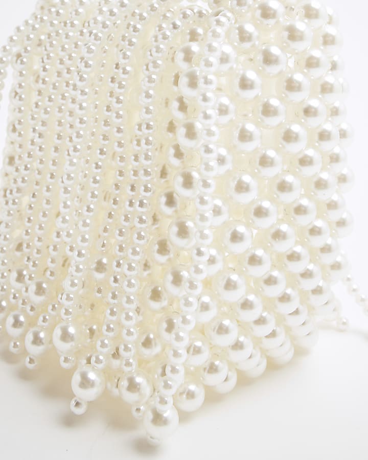 White Waterfall Pearl Clutch Bag