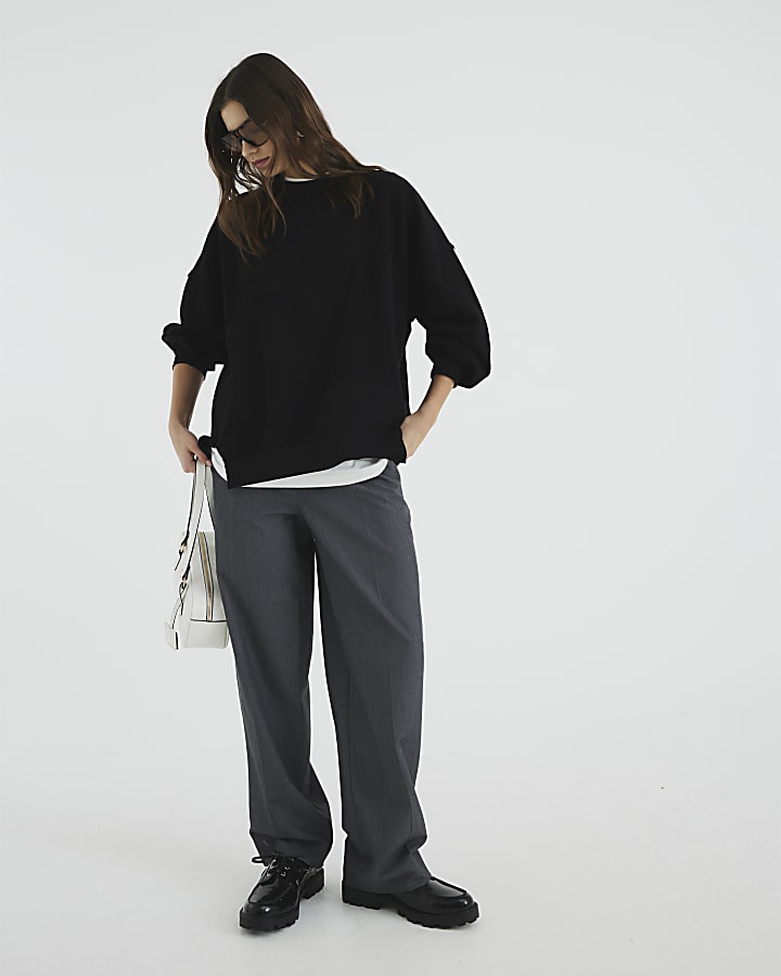 Black Elliptical Seam Sweatshirt