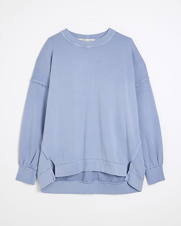 Blue Long Sleeve Elliptical Seam Sweatshirt