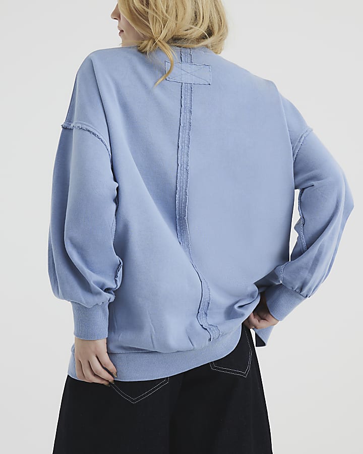 Blue Long Sleeve Elliptical Seam Sweatshirt