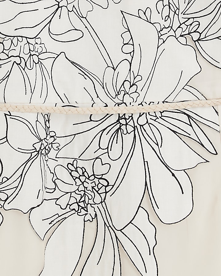 Cream Premium Floral Applique Maxi Dress