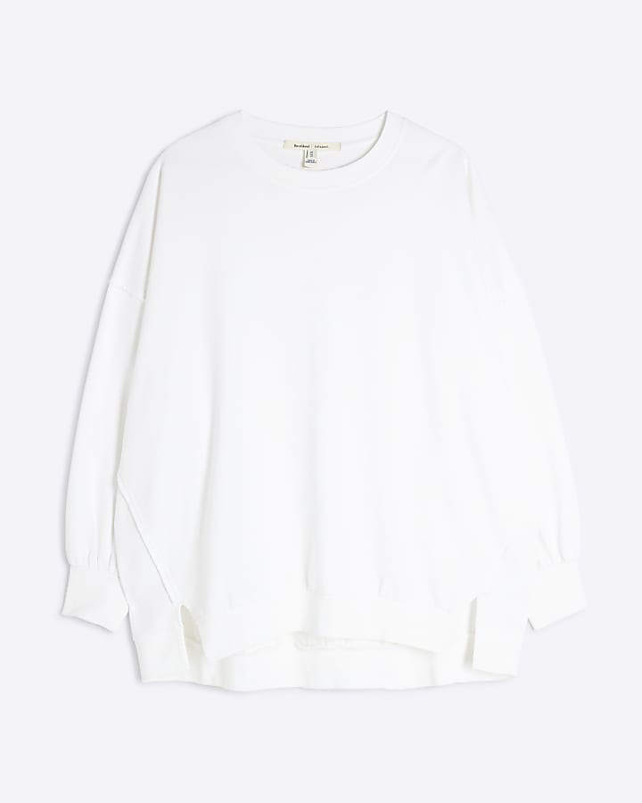 White Long Sleeve Seam Sweatshirt