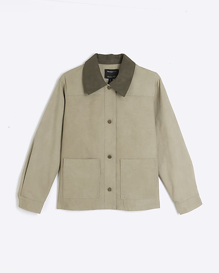 Petite Beige Washed Barn Jacket