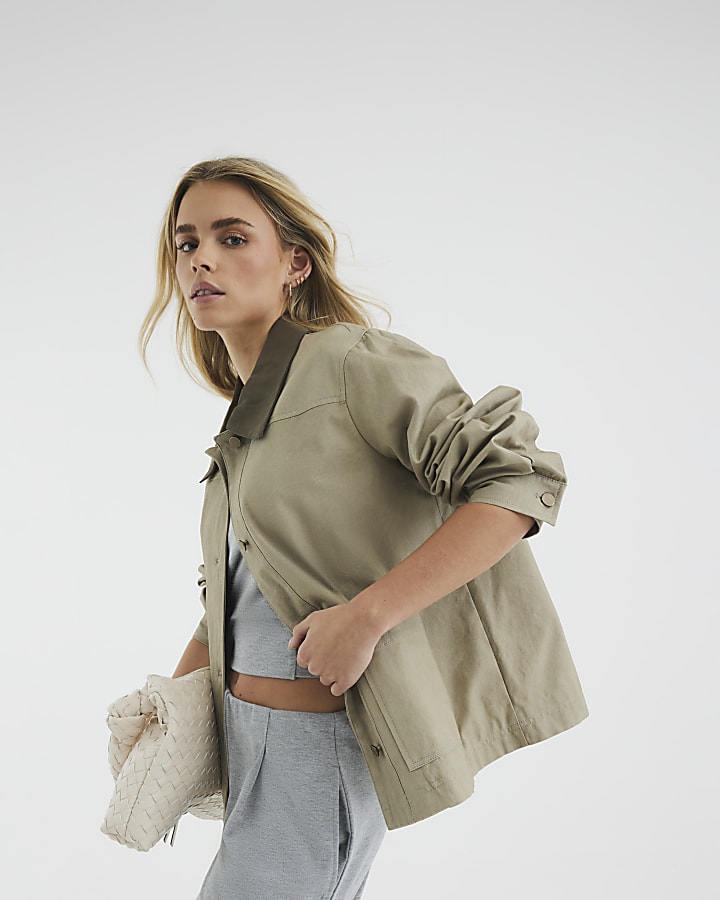 Petite Beige Washed Barn Jacket