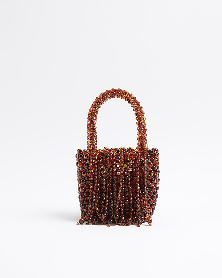 Brown Waterfall Beaded Grab Bag