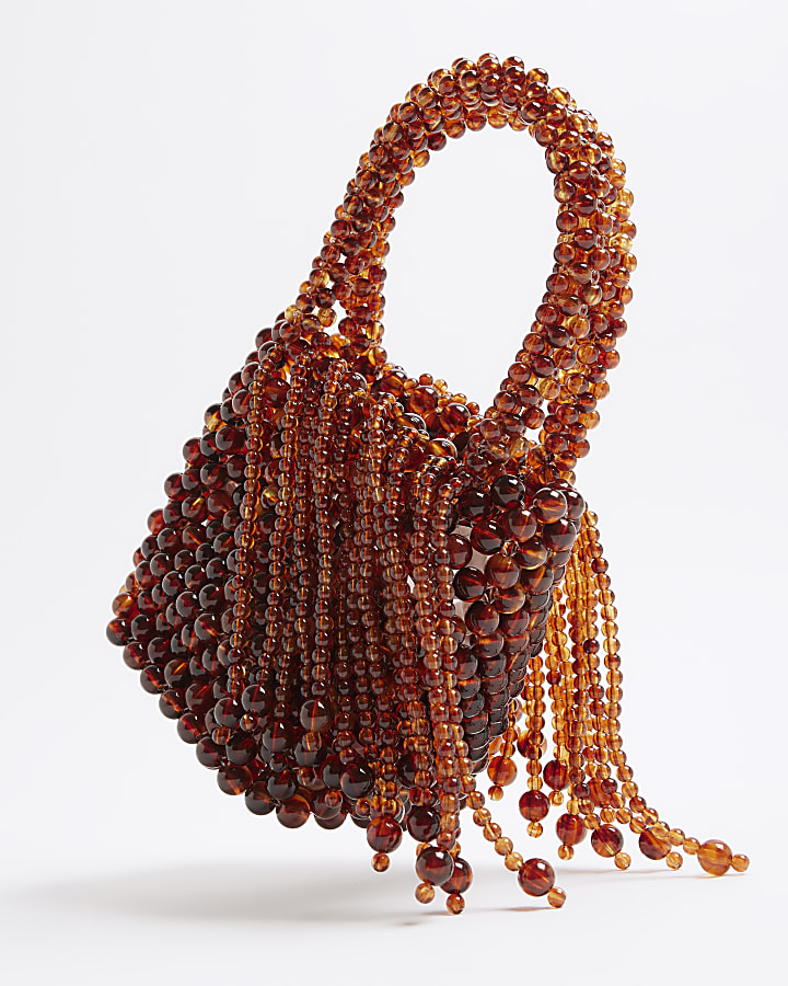 Brown Waterfall Beaded Grab Bag