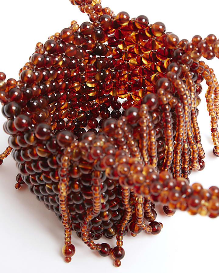 Brown Waterfall Beaded Grab Bag