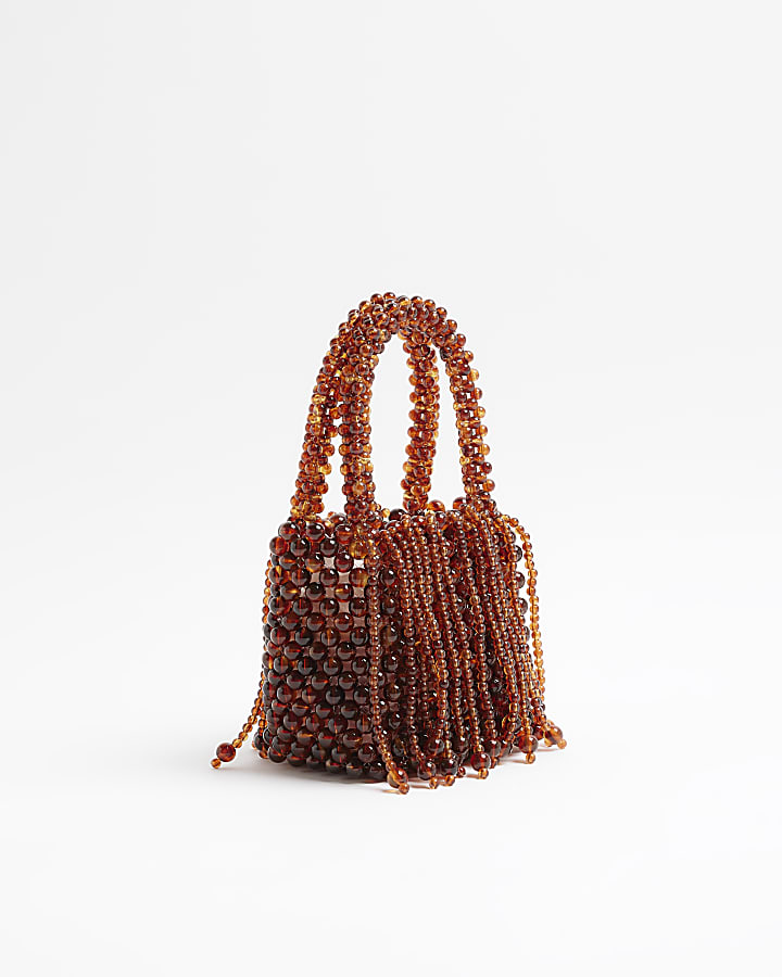 Brown Waterfall Beaded Grab Bag