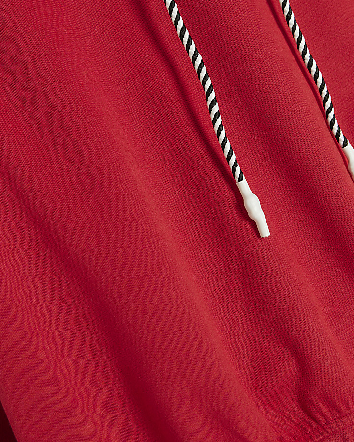 Red Long Sleeve Side Stripe Hoodie