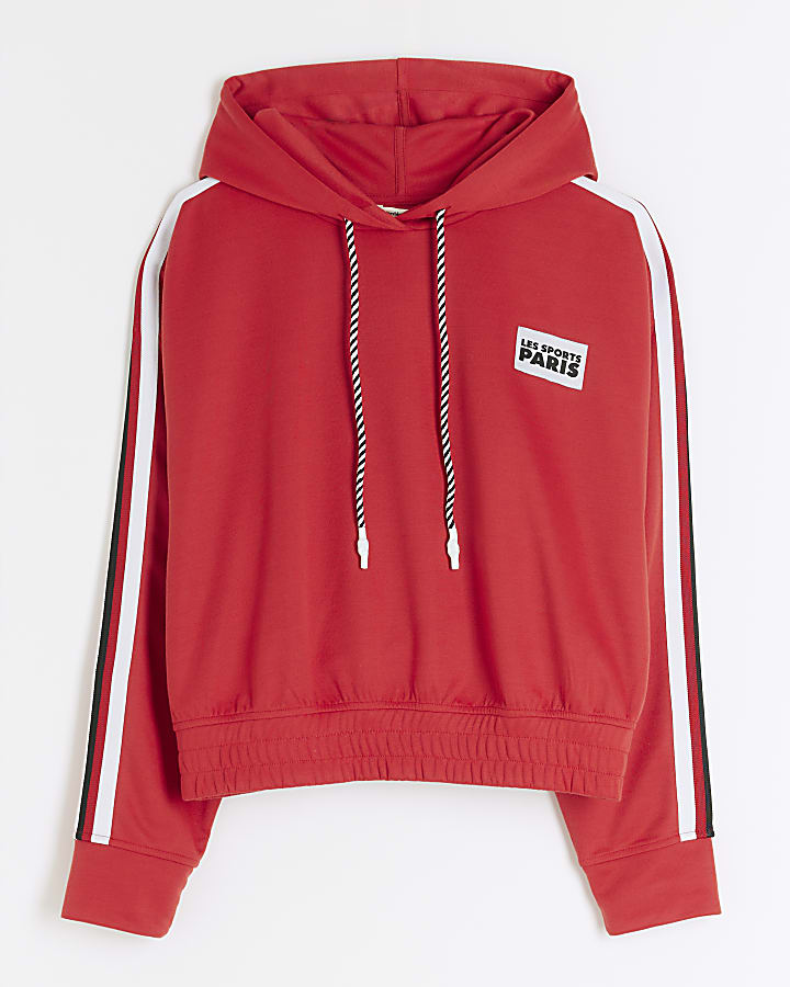 Red Long Sleeve Side Stripe Hoodie