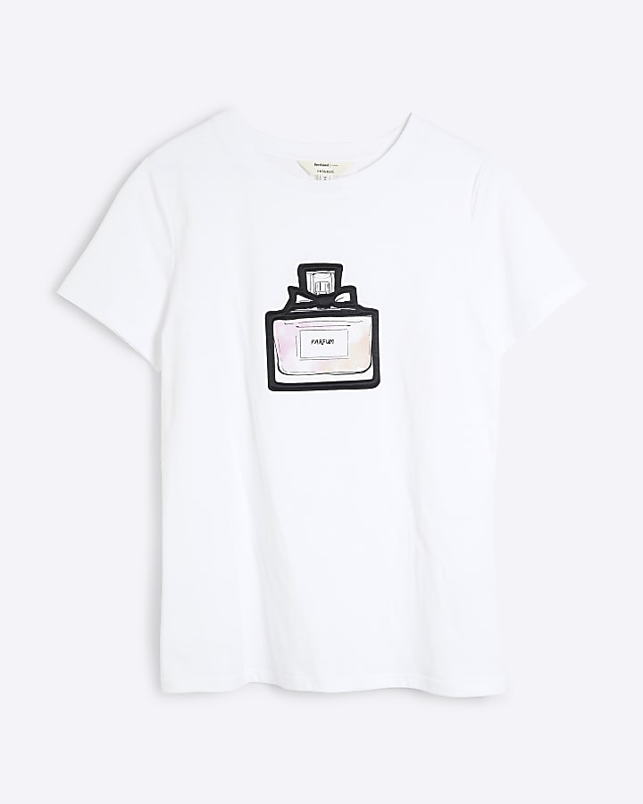 White Perfume Bottle Graphic T-shirt