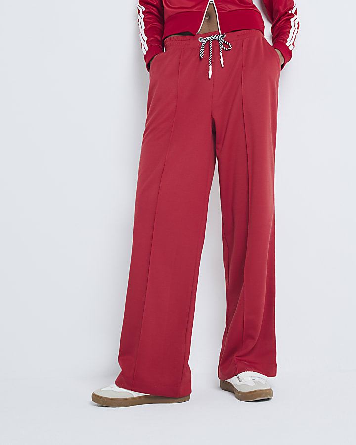 Red Side Stripe Wide Leg Joggers