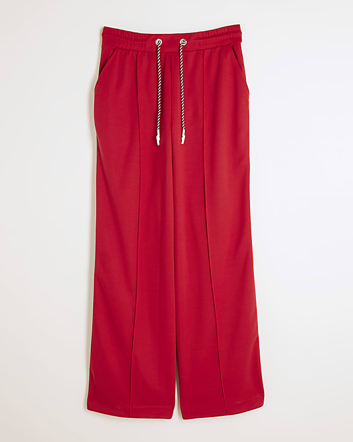 Red Side Stripe Wide Leg Joggers