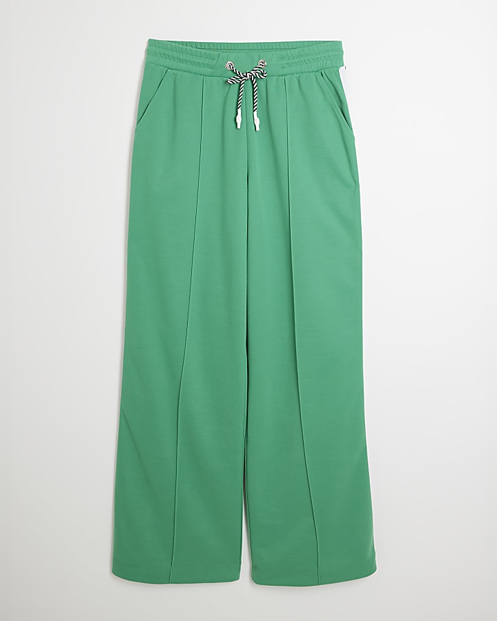 Green Side Stripe Wide Leg Joggers