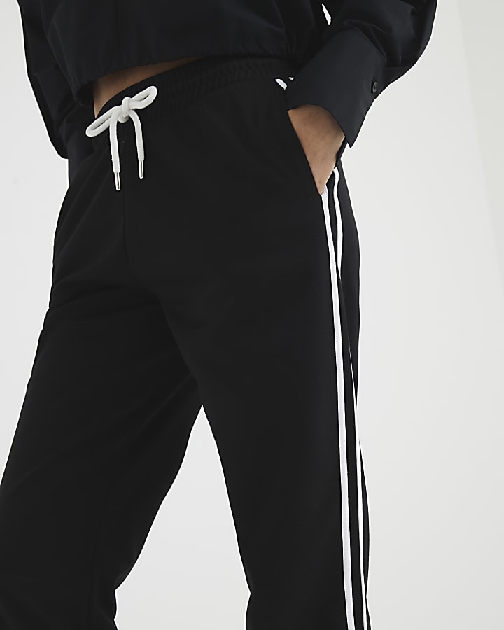 Black Side Stripe Cropped Joggers