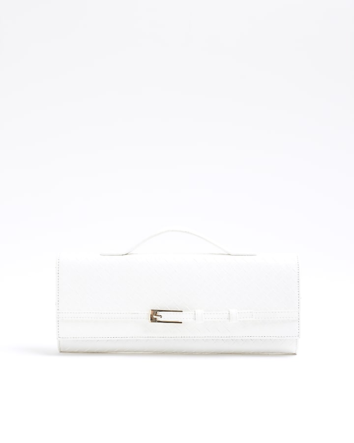 White Woven Clutch Bag