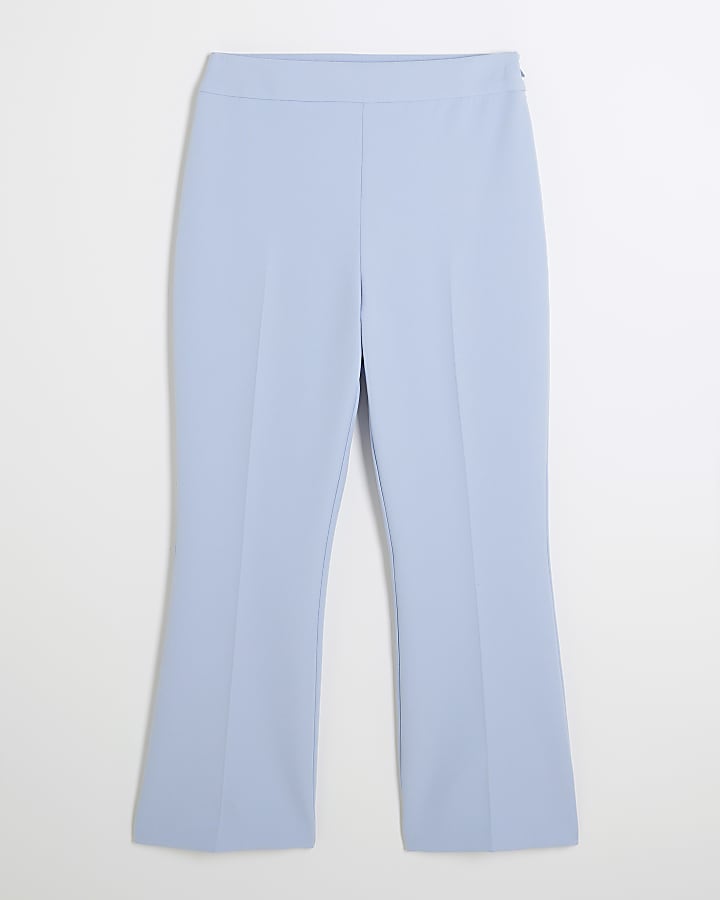 Blue Cropped Flared Trousers