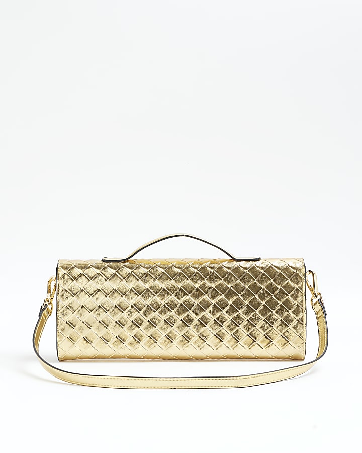 Gold Woven Clutch Bag