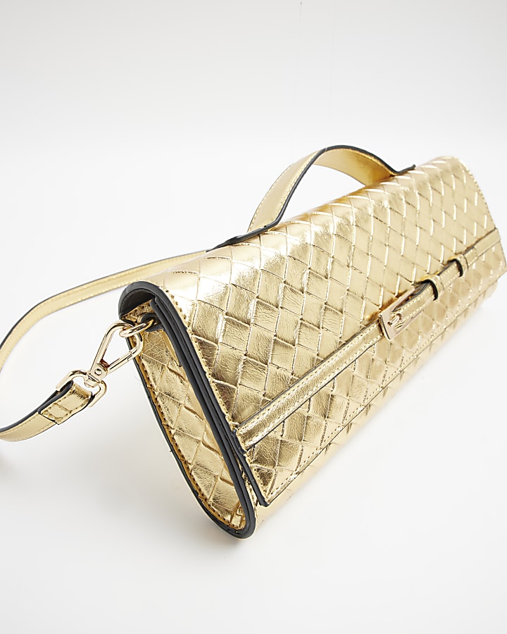 Gold Woven Clutch Bag