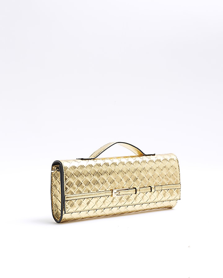 Gold Woven Clutch Bag