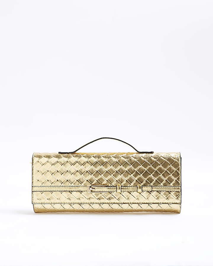 Gold Woven Clutch Bag