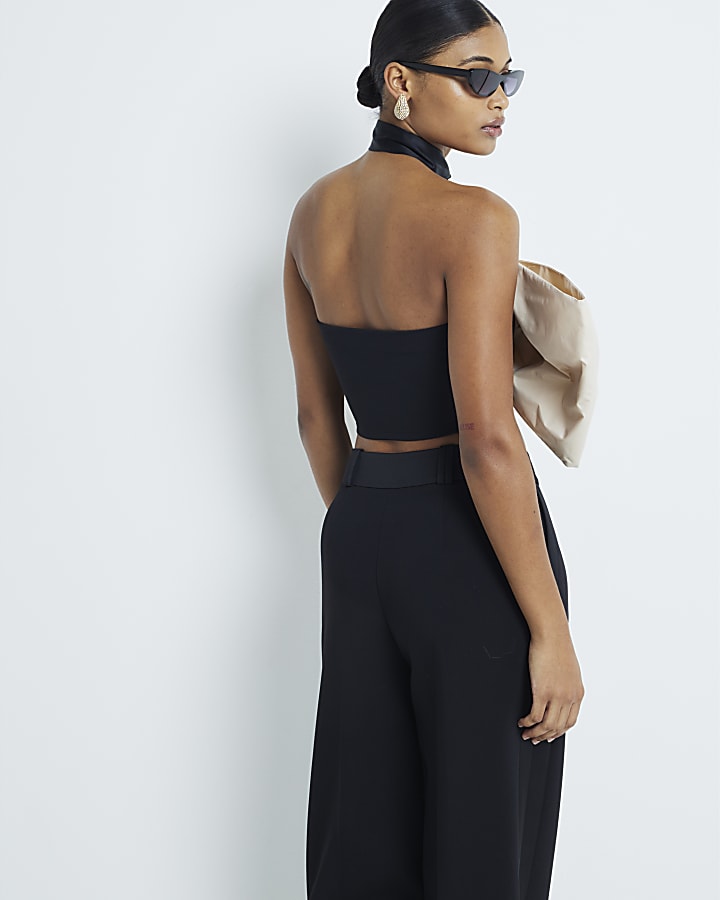 Black Bandeau Bow Scuba Top