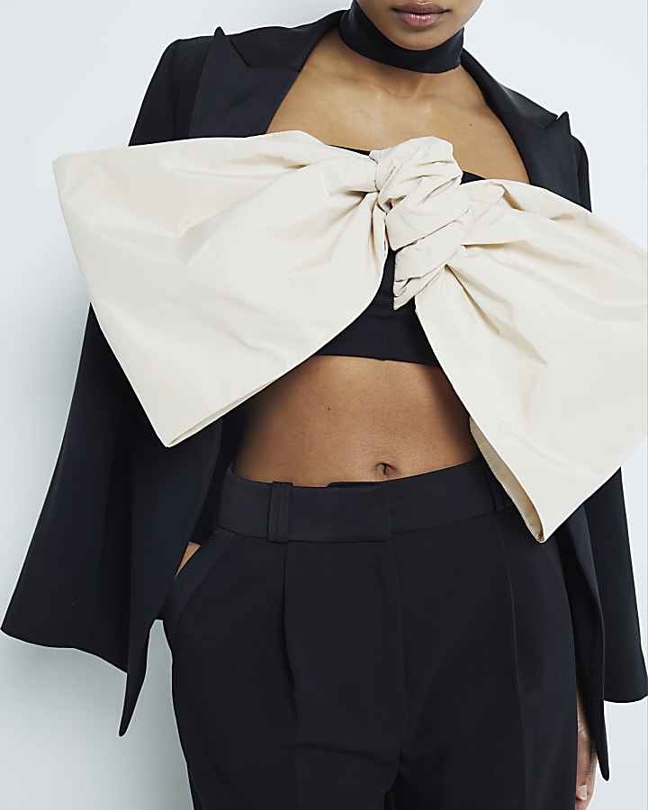 Black Bandeau Bow Scuba Top