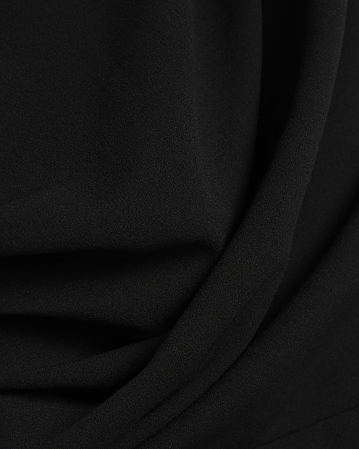 Black Off The Shoulder Draped Mini Dress